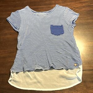 Matilda, Jane 435 blue white stripe layered top size 12
